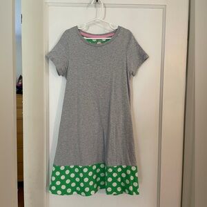 Cotton grey/green polka dot Mini Boden T-shirt dress size 9-10